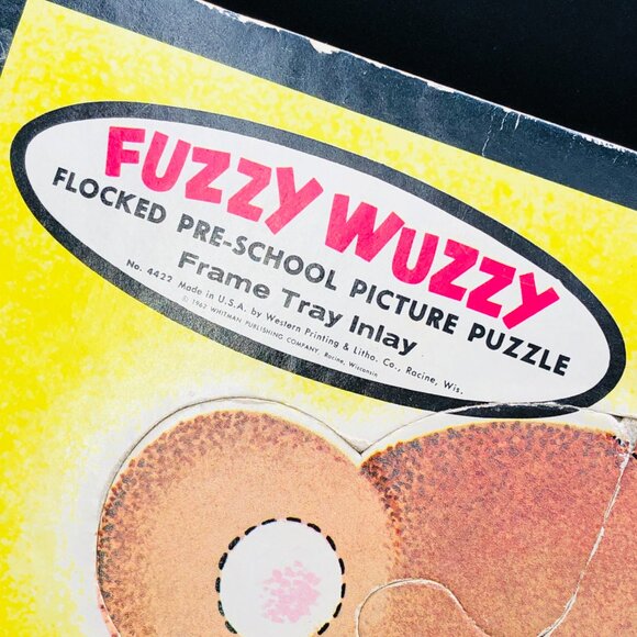Vintage 60s Whitman Fuzzy Wuzzy Anthropomorphic Teddy Bear Frame Tray Puzzle - Picture 3 of 11
